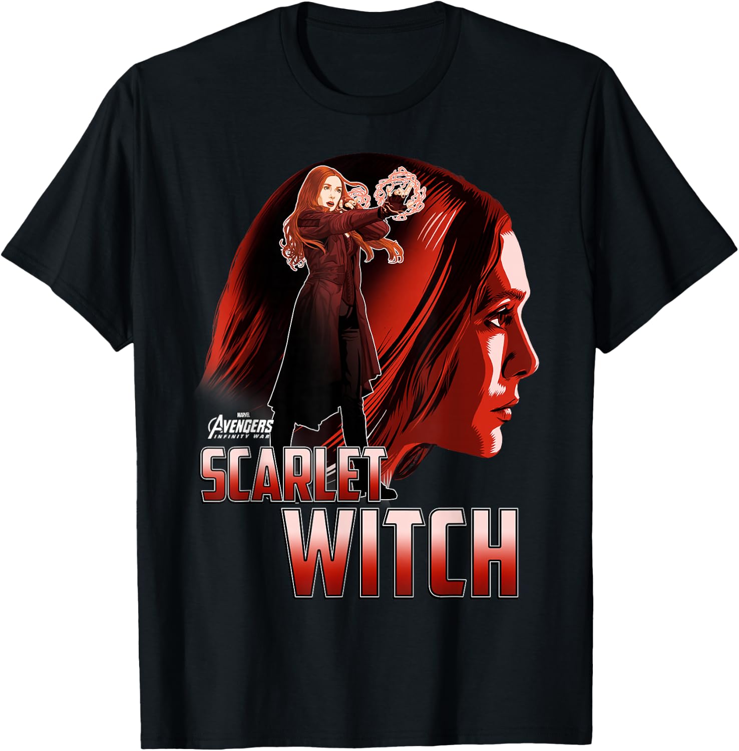 Marvel Infinity War Scarlet Witch Profile Graphic T-Shirt - T-Shirt | Black