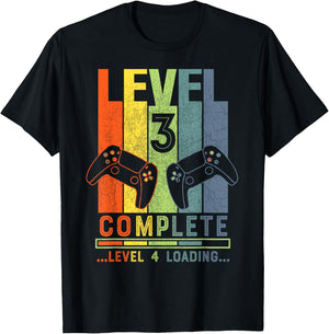 Level 3 Complete Gamer Gift 3 Years Wedding Anniversary T-Shirt - T-Shirt | Black