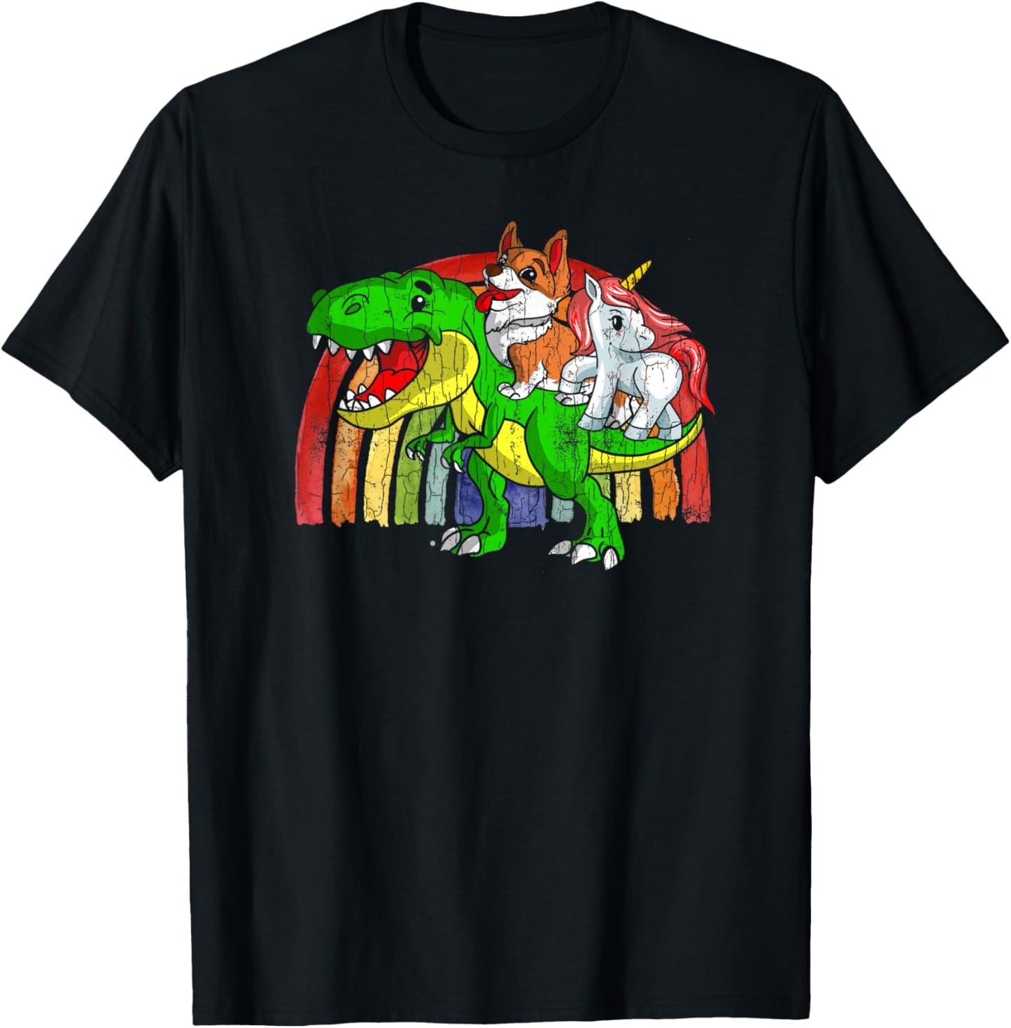 Australian Cattle Dog Unicorn Dinosaur Rex T-Shirt - T-Shirt | Black