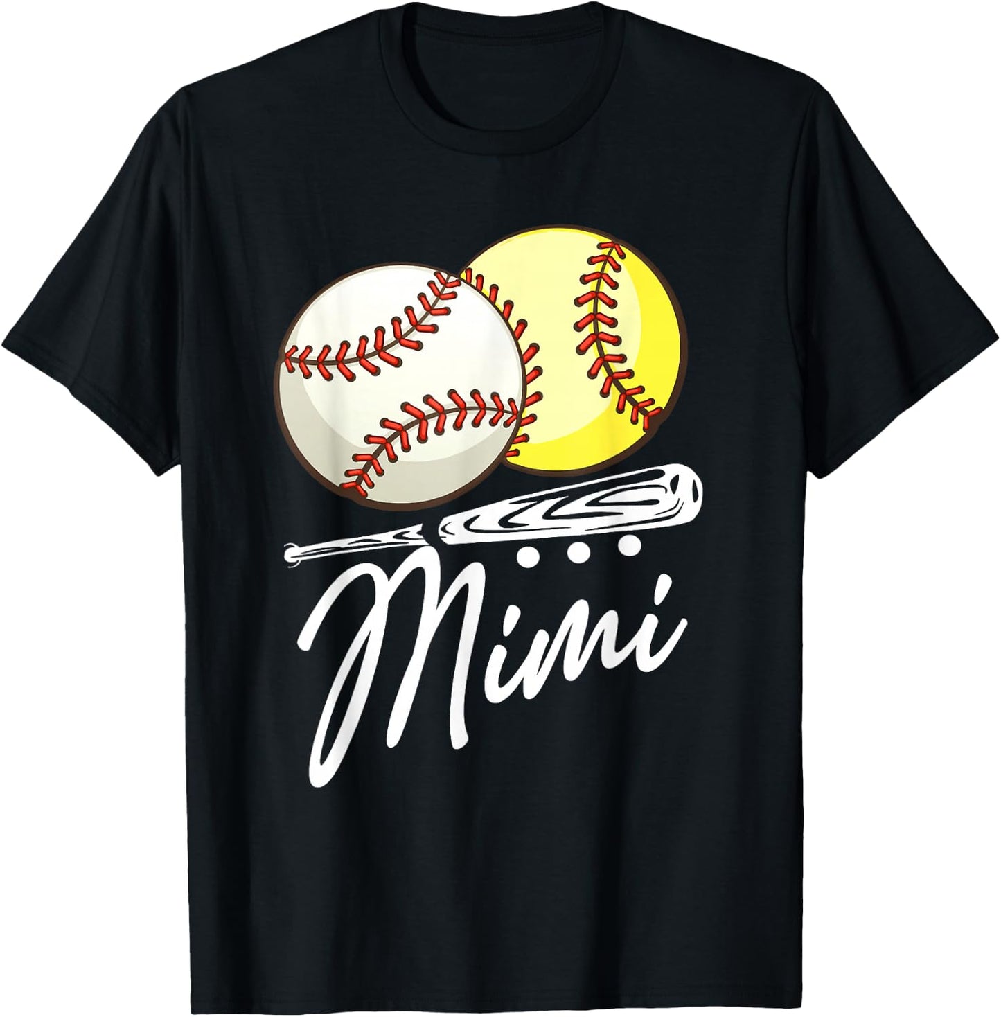 Ball Mimi Baseball Softball T-Shirt - T-Shirt | Black