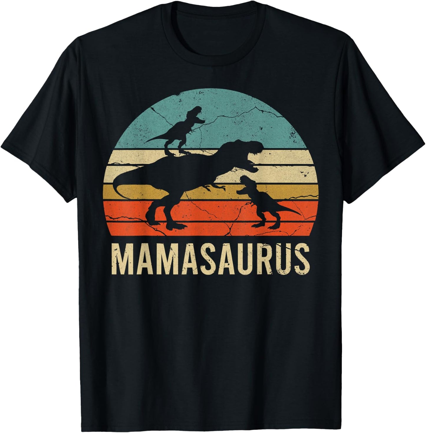 Mommy Mom Mama Dinosaur Funny 2 Two kid Mamasaurus 2020 Gift T-Shirt - T-Shirt | Black