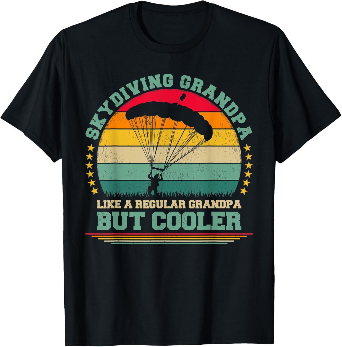 Skydiving Lover Funny Vintage Skydiving Grandpa Father's Day T-Shirt - T-Shirt | Black