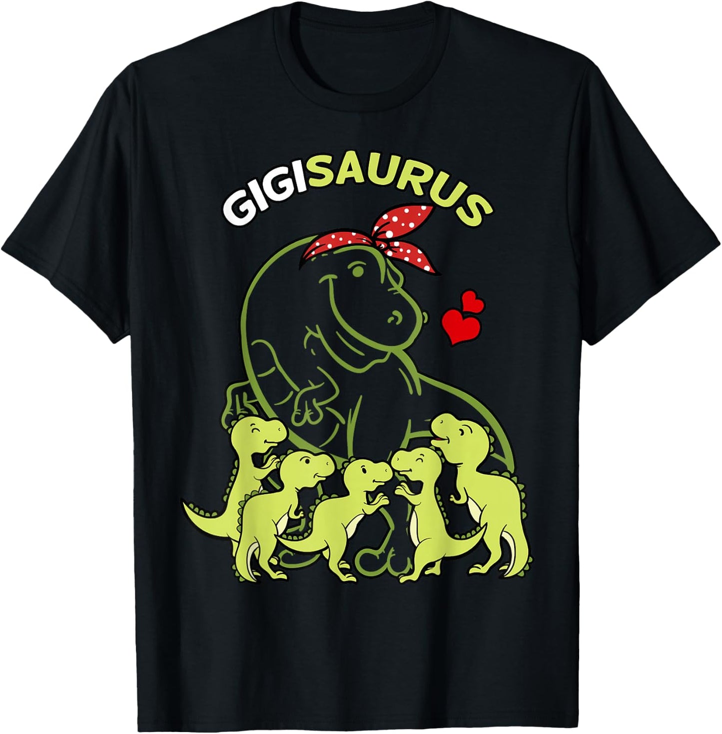 Gigisaurus Gigi 5 Kids Dinosaur Mother's Day T-Shirt - T-Shirt | Black
