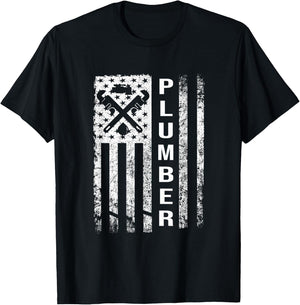 Plumber Flag - Gifts For Plumbers Funny Plumbing Outfit T-Shirt - T-Shirt | Black