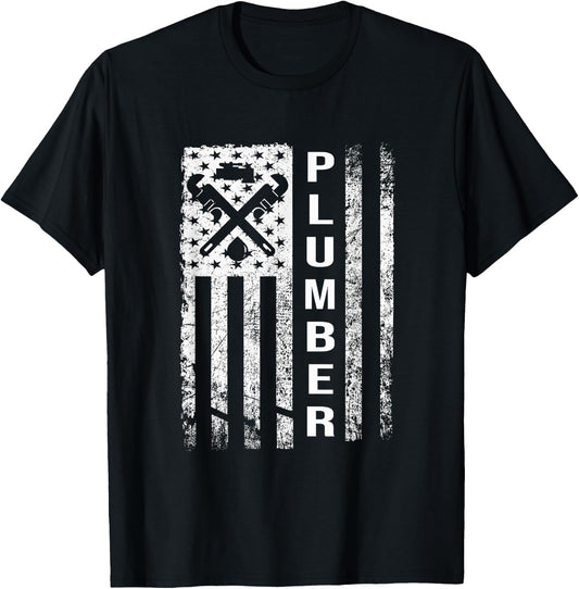 Plumber Flag - Gifts For Plumbers Funny Plumbing Outfit T-Shirt - T-Shirt | Black