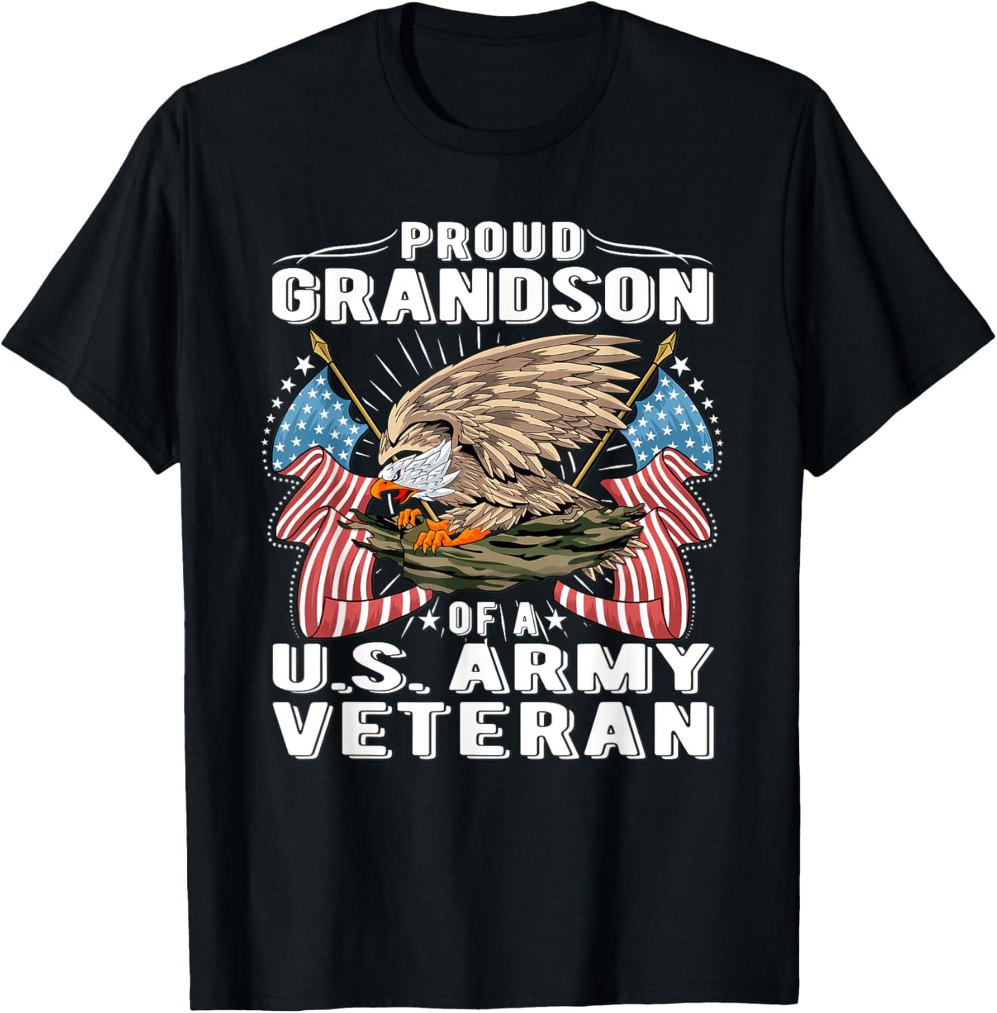 Proud Grandson Of A US Army Veteran - Military Vet's Family T-Shirt - T-Shirt | Black