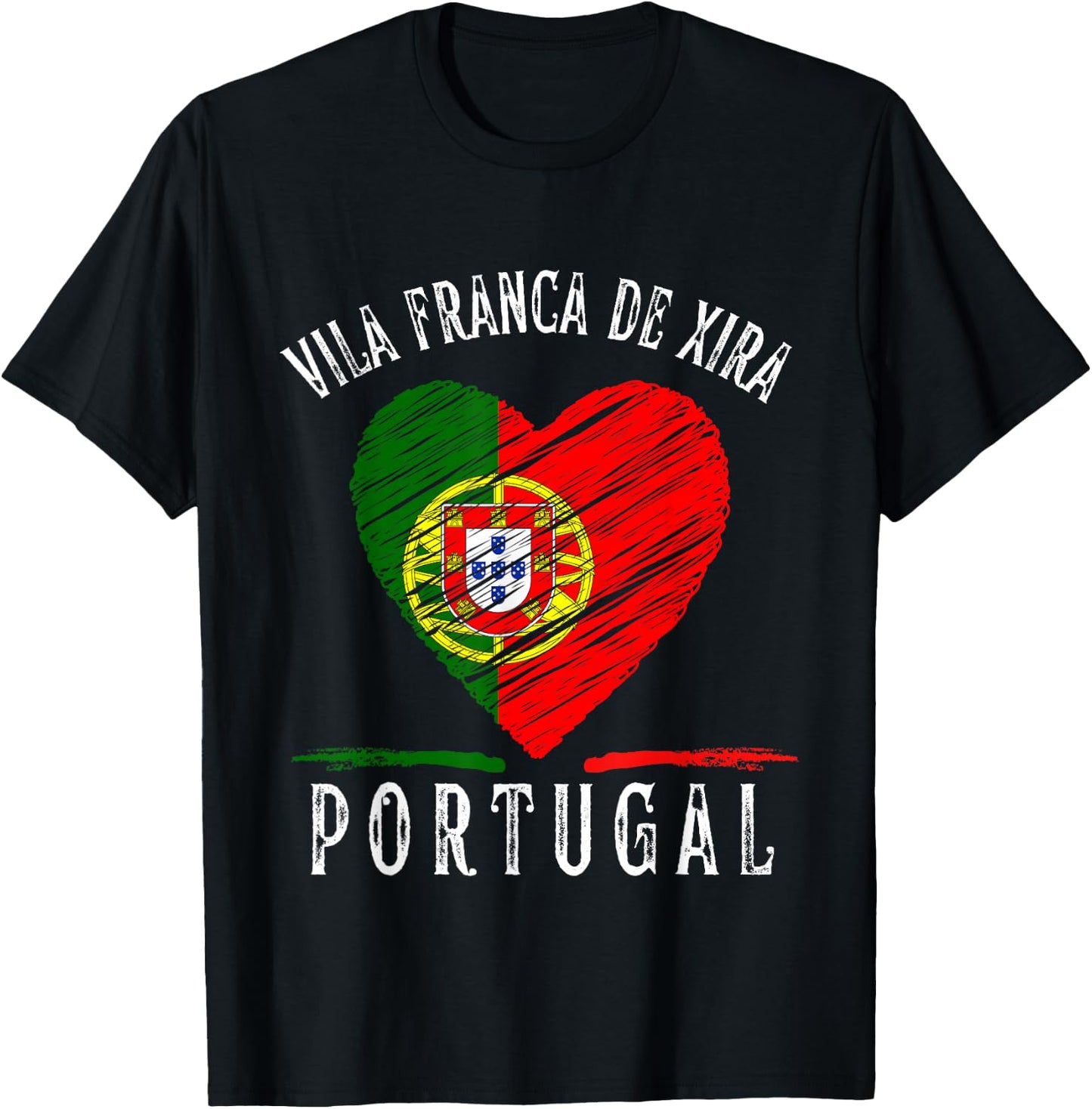 Portugal Flag Heart Vila Franca De Xira City T-Shirt - T-Shirt | Black