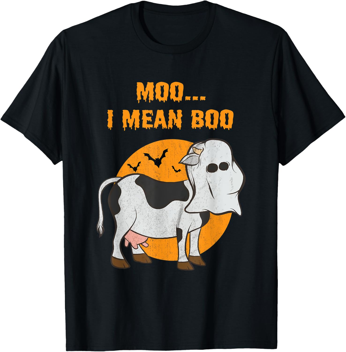 Ghost Cow Moo I Mean Boo T-Shirt - T-Shirt | Black