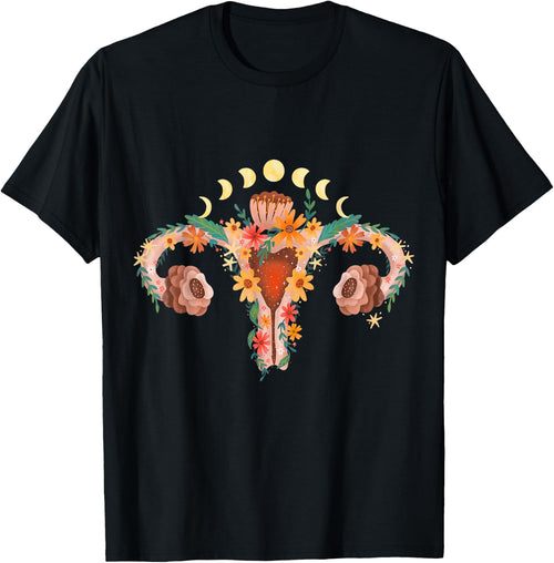 Uterus with Flowers and Moon Phases Retro Vagina