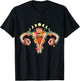 Uterus with Flowers and Moon Phases Retro Vagina T-Shirt - T-Shirt | Black