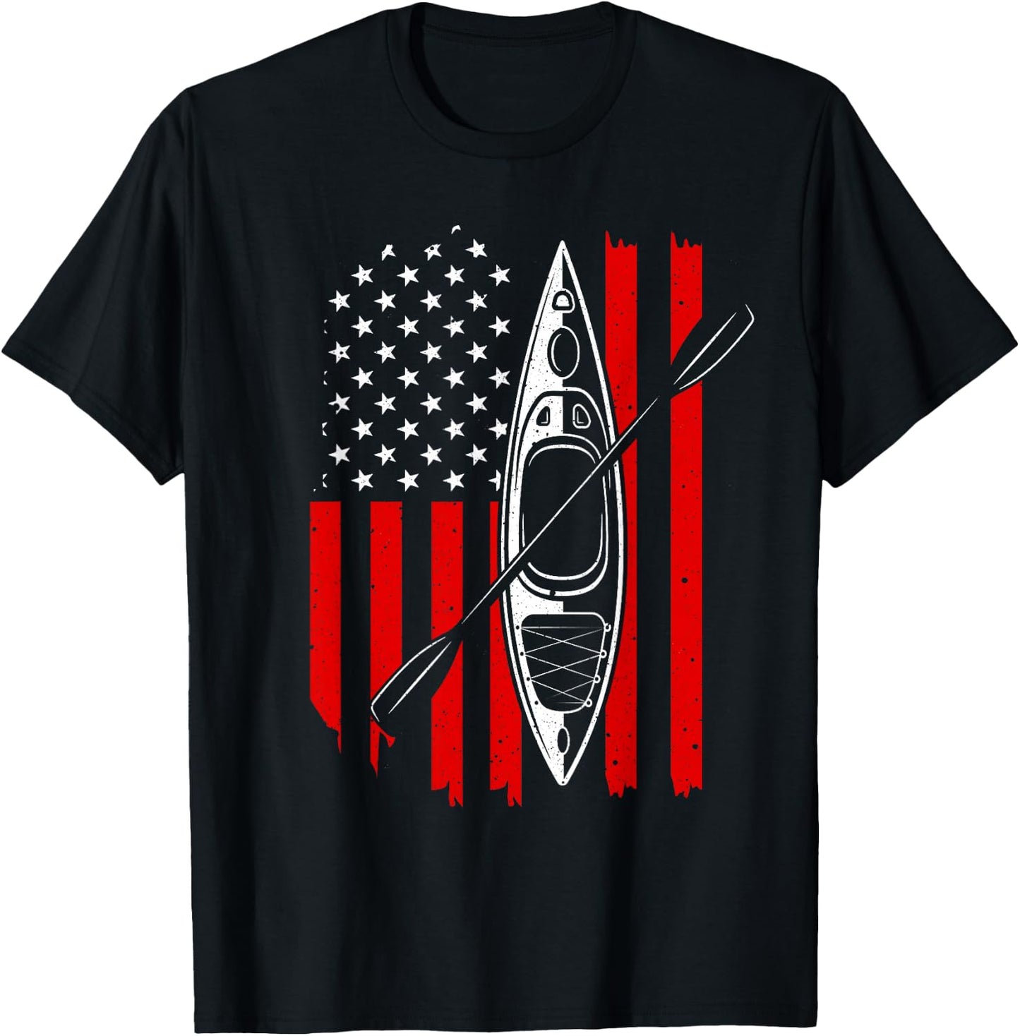 Funny Kayaking Gift Women Cool American Flag Kayak T-Shirt - T-Shirt | Black