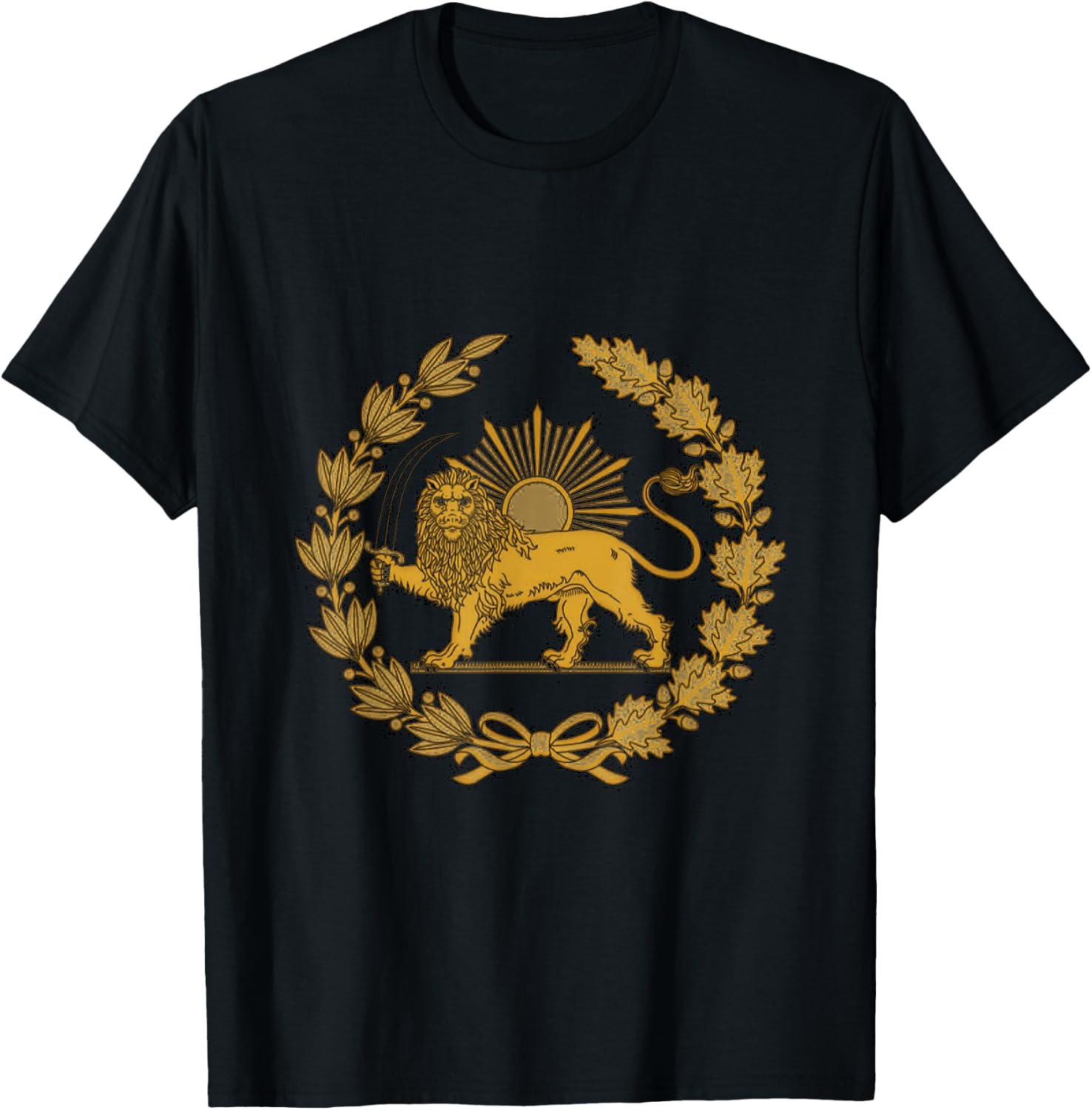 Shir o Khorshid, Lion and Sun, Symbol of Persia T-Shirt - T-Shirt | Black