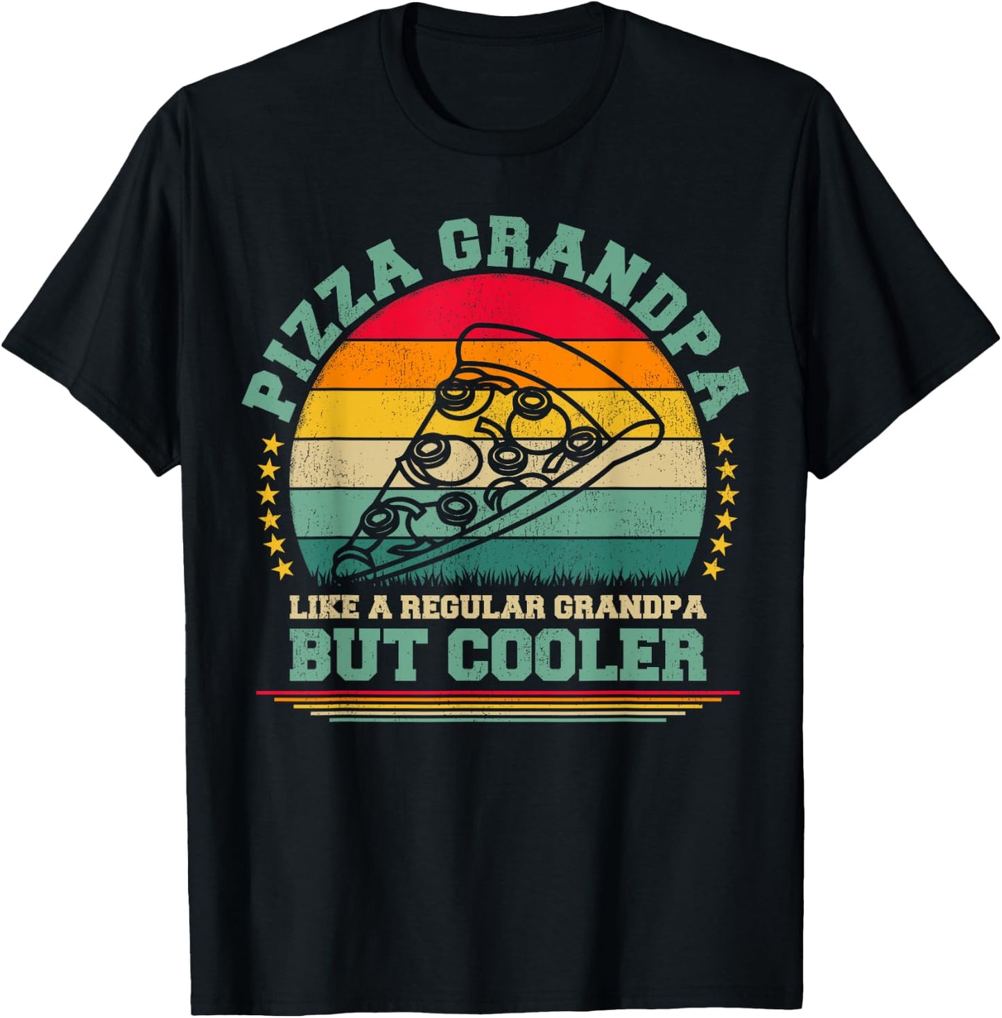 Pizza Lover Funny Vintage Pizza Grandpa Father's Day T-Shirt - T-Shirt | Black