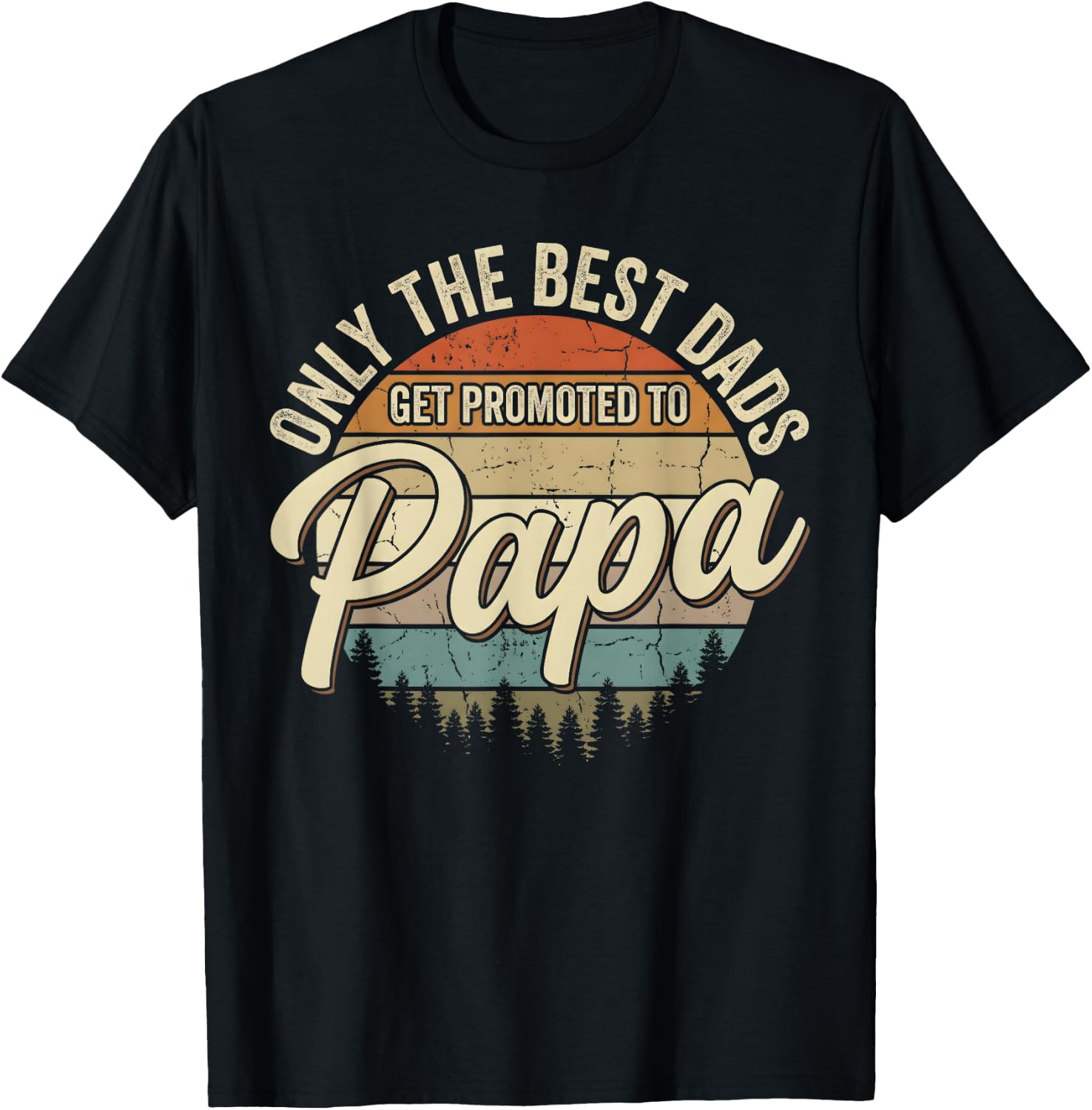 Retro Only The Best Dads Get Promoted to Papa Father's Day T-Shirt - T-Shirt | Black