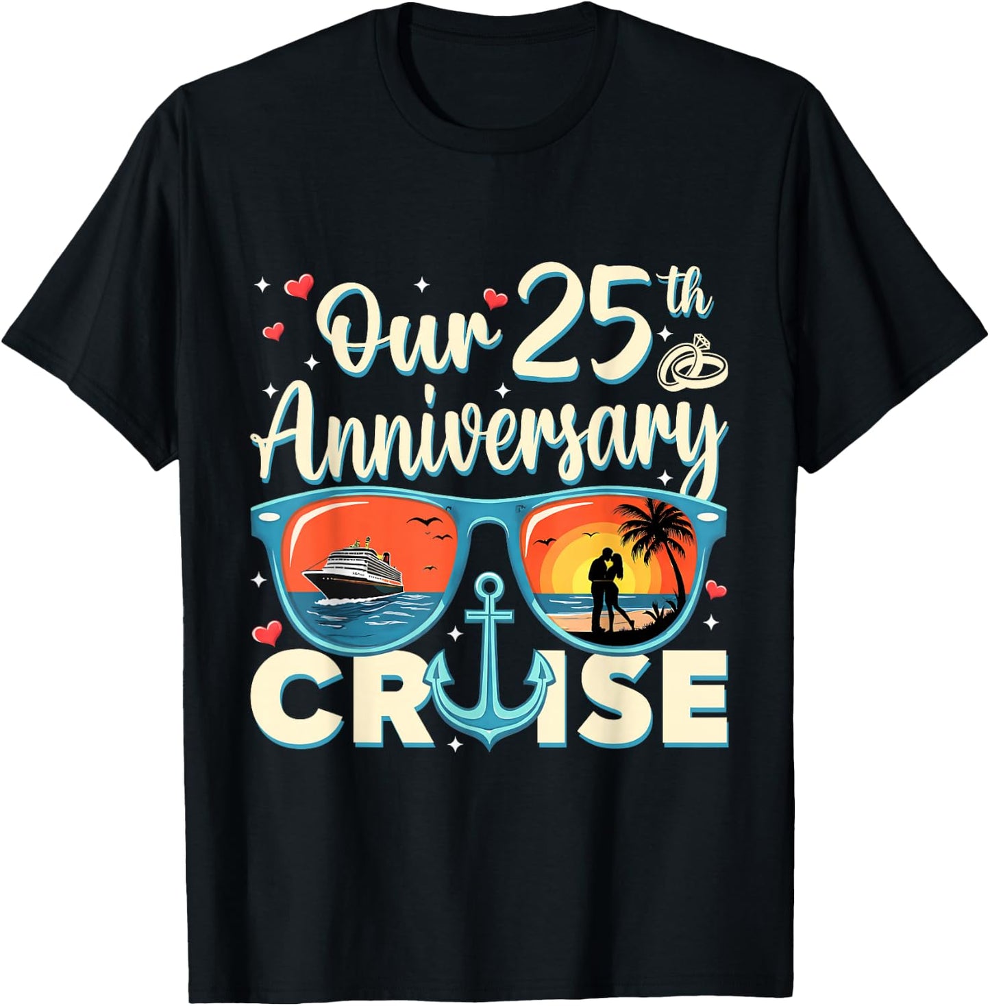Our 25th Wedding Anniversary Cruise Vacation Couple Matching T-Shirt - T-Shirt | Black