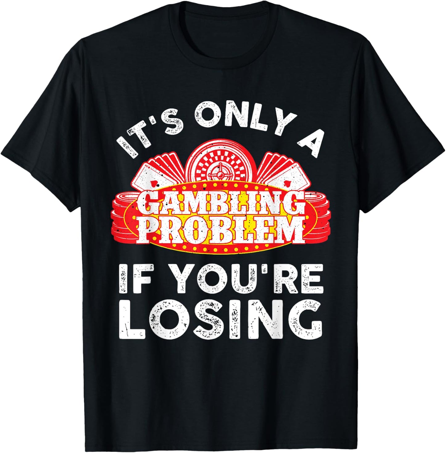 Best Gambling Gifts Gambler Stuff & Accessories -Adults, -Kids Black Cotton 100% Modern Collarless Size S T-Shirt - T-Shirt | Black