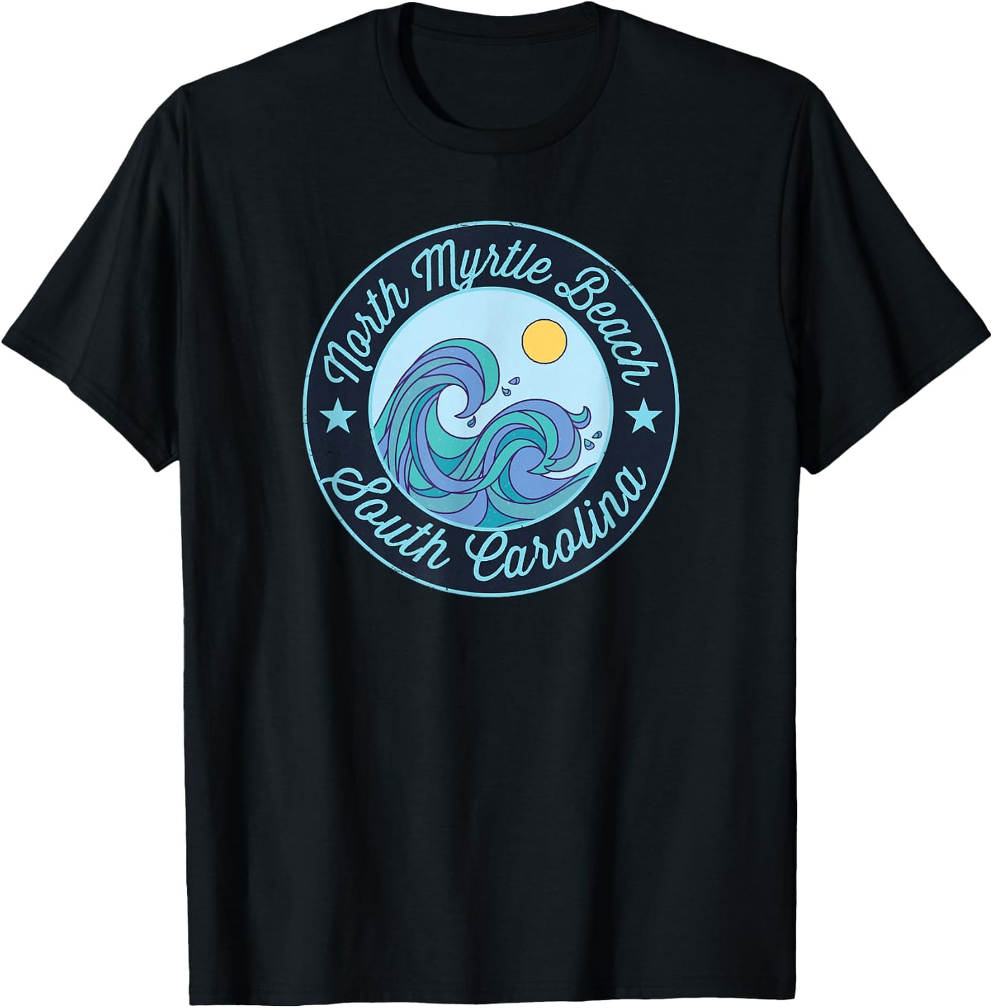 North Myrtle Beach SC South Carolina Souvenir Nautical Surfe T-Shirt - T-Shirt | Black