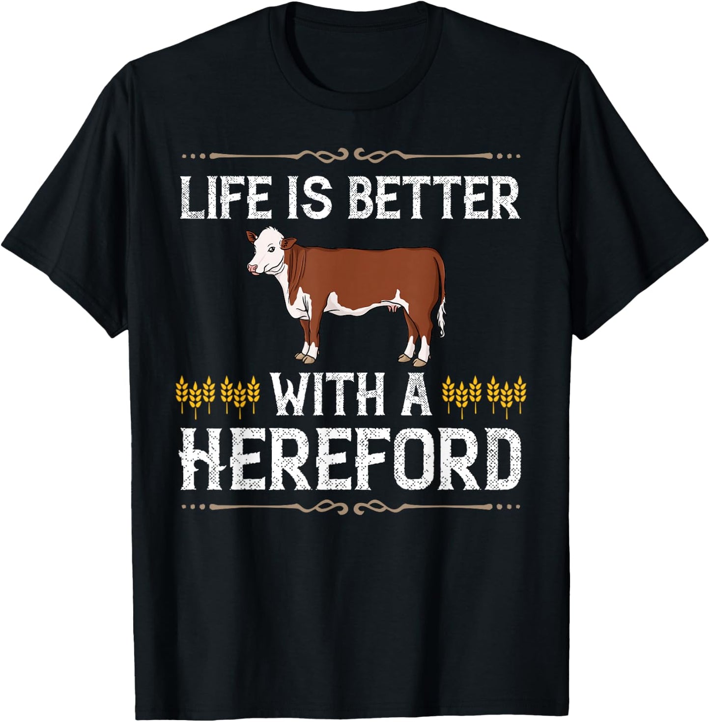 Hereford Cow Cattle Bull Beef Farm T-Shirt - T-Shirt | Black
