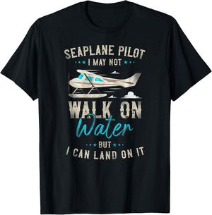 Airplane Pilot Vintage Seaplane Pilot I May Not Walk On T-Shirt - T-Shirt | Black