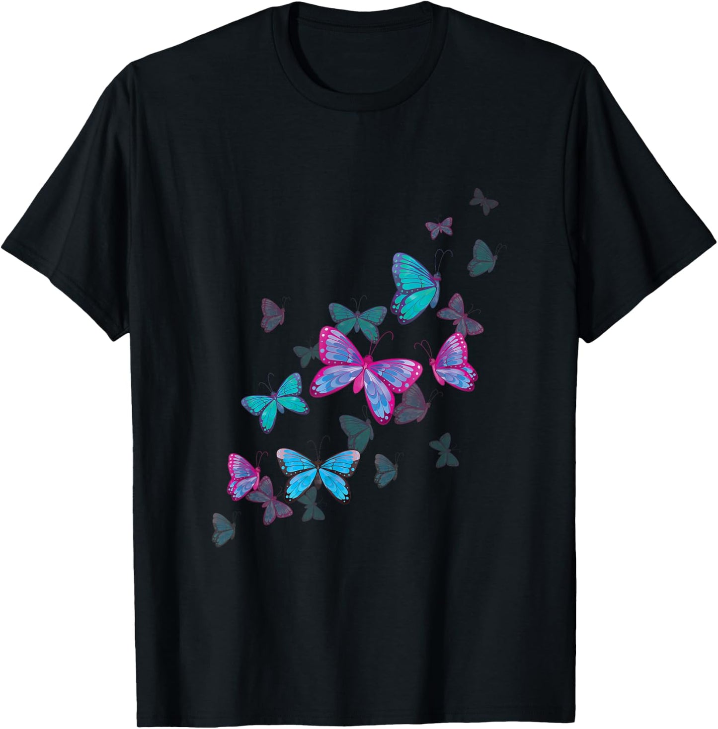 Butterflies Beautiful Colorful Butterfly Lepidoptera Spring T-Shirt - T-Shirt | Black