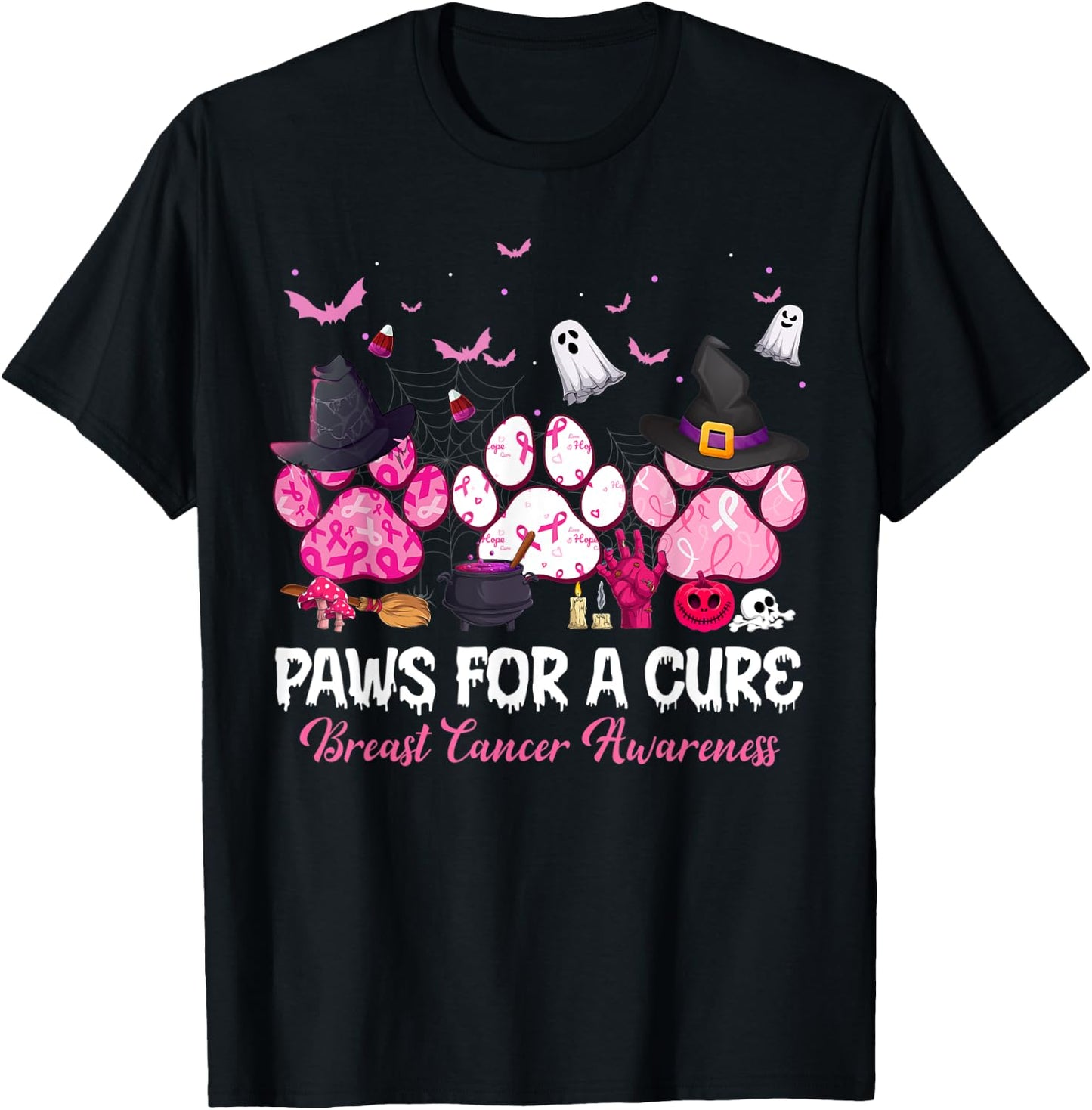 Paws for a Cure Dog Lovers Breast Cancer Halloween Costume Men Women T-Shirt - T-Shirt | Black