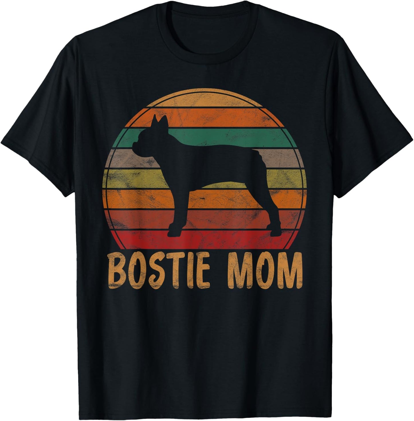 Retro Boston Terrier Mom Dog Mother Pet Bostie Mama T-Shirt - T-Shirt | Black