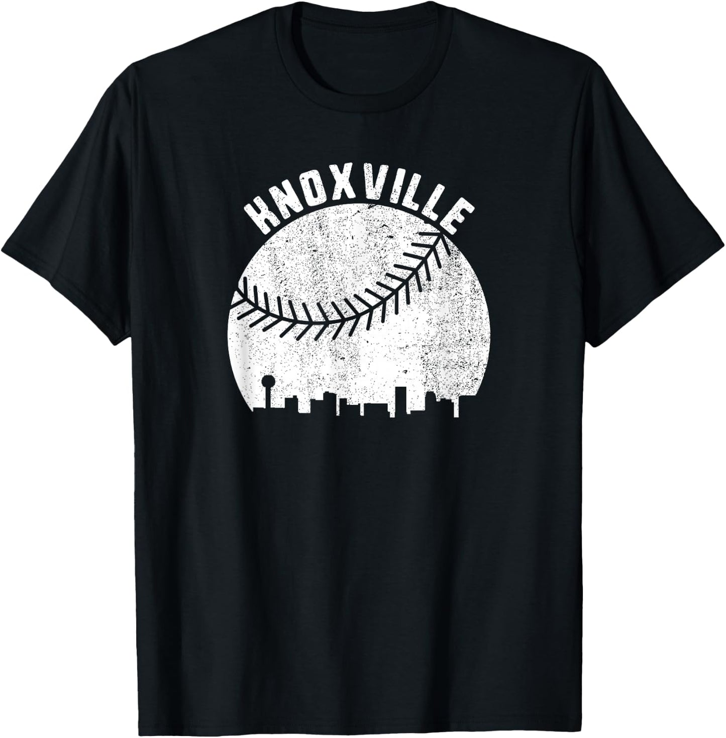 Knoxville Skyline Baseball Fan Vintage Knoxville TN Baseball T-Shirt - T-Shirt | Black