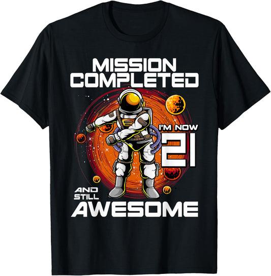 21st Birthday Astronaut 21 Years Old Outer Space Birthday T-Shirt - T-Shirt | Black