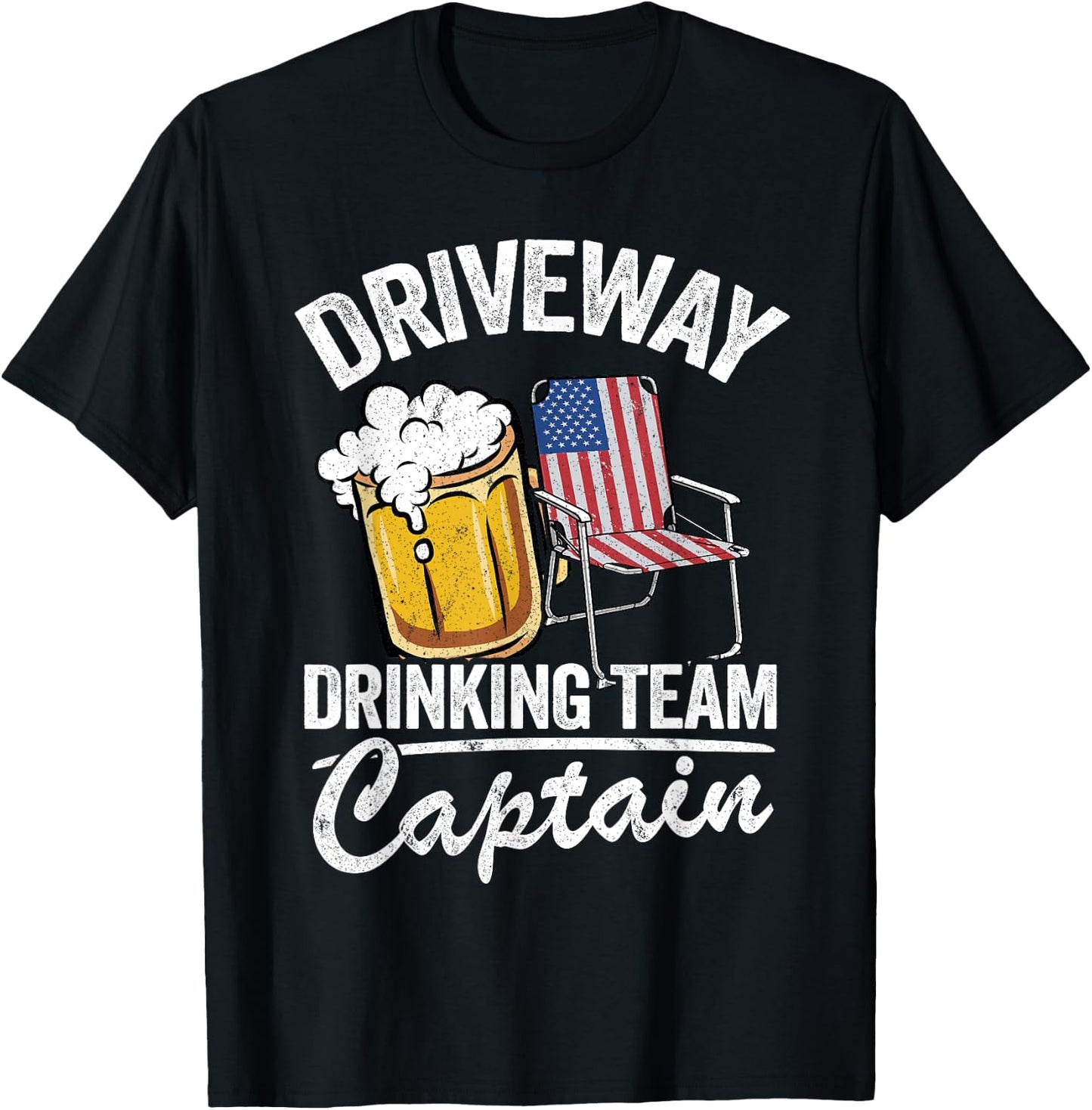 Beer Driveway Drinker US Flag Driveway Drinking Team Captain T-Shirt - T-Shirt | Black