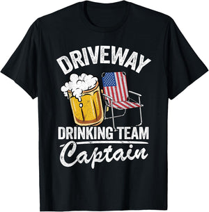 Beer Driveway Drinker US Flag Driveway Drinking Team Captain T-Shirt - T-Shirt | Black