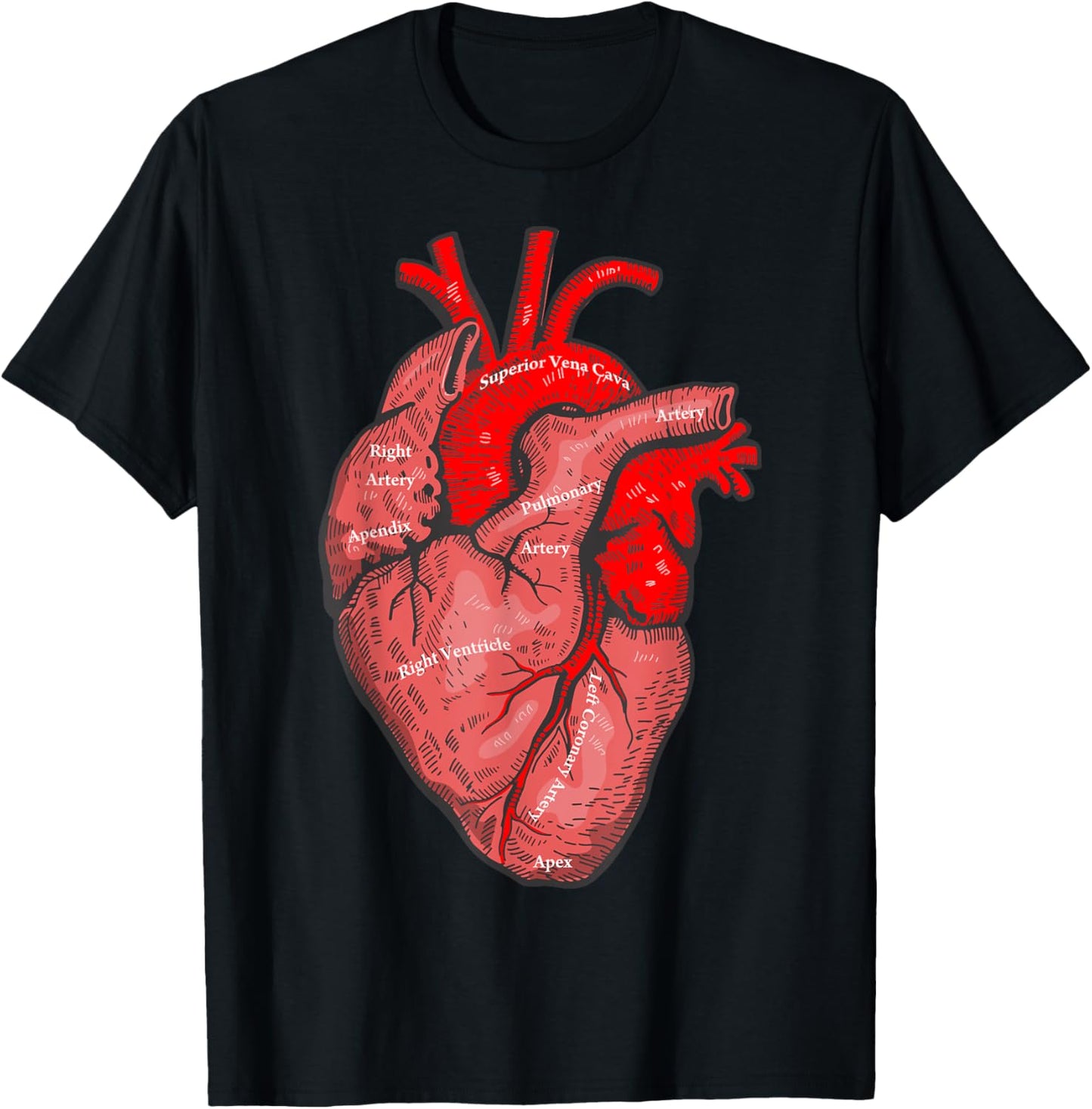 Medical Anatomy Illustration Human Heart Anatomical Themed T-Shirt - T-Shirt | Black
