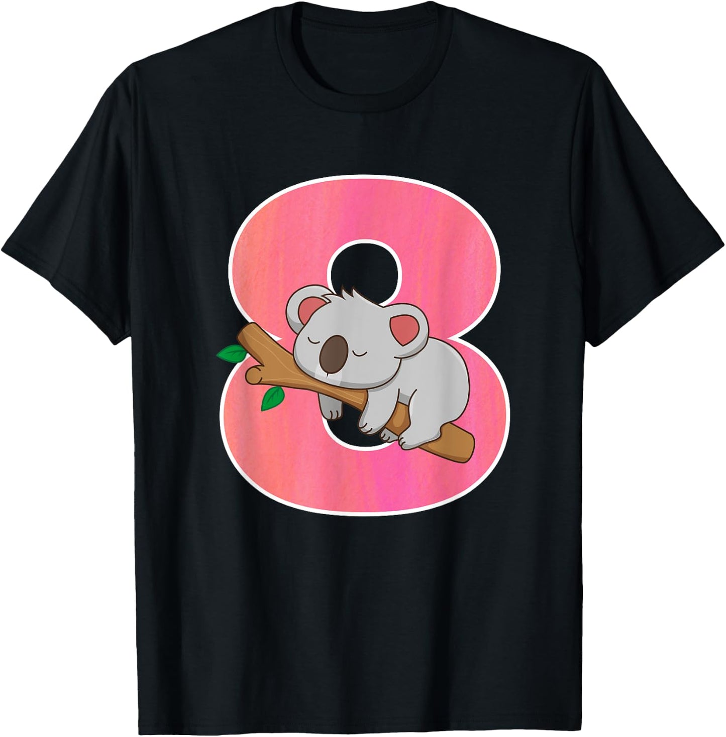 Koala Bear Girls 8th Birthday Turning 8 Koala Birthday T-Shirt - T-Shirt | Black