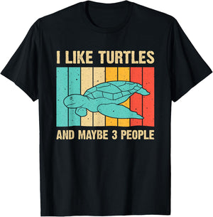 Funny Turtle Design Sea Turtle Lover Men Women Boys Girls T-Shirt - T-Shirt | Black