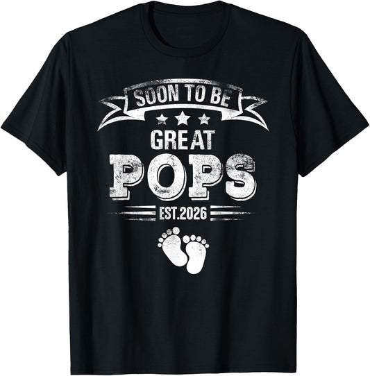 Soon to be great Pops est. 2026 Expecting Father T-Shirt - T-Shirt | Black