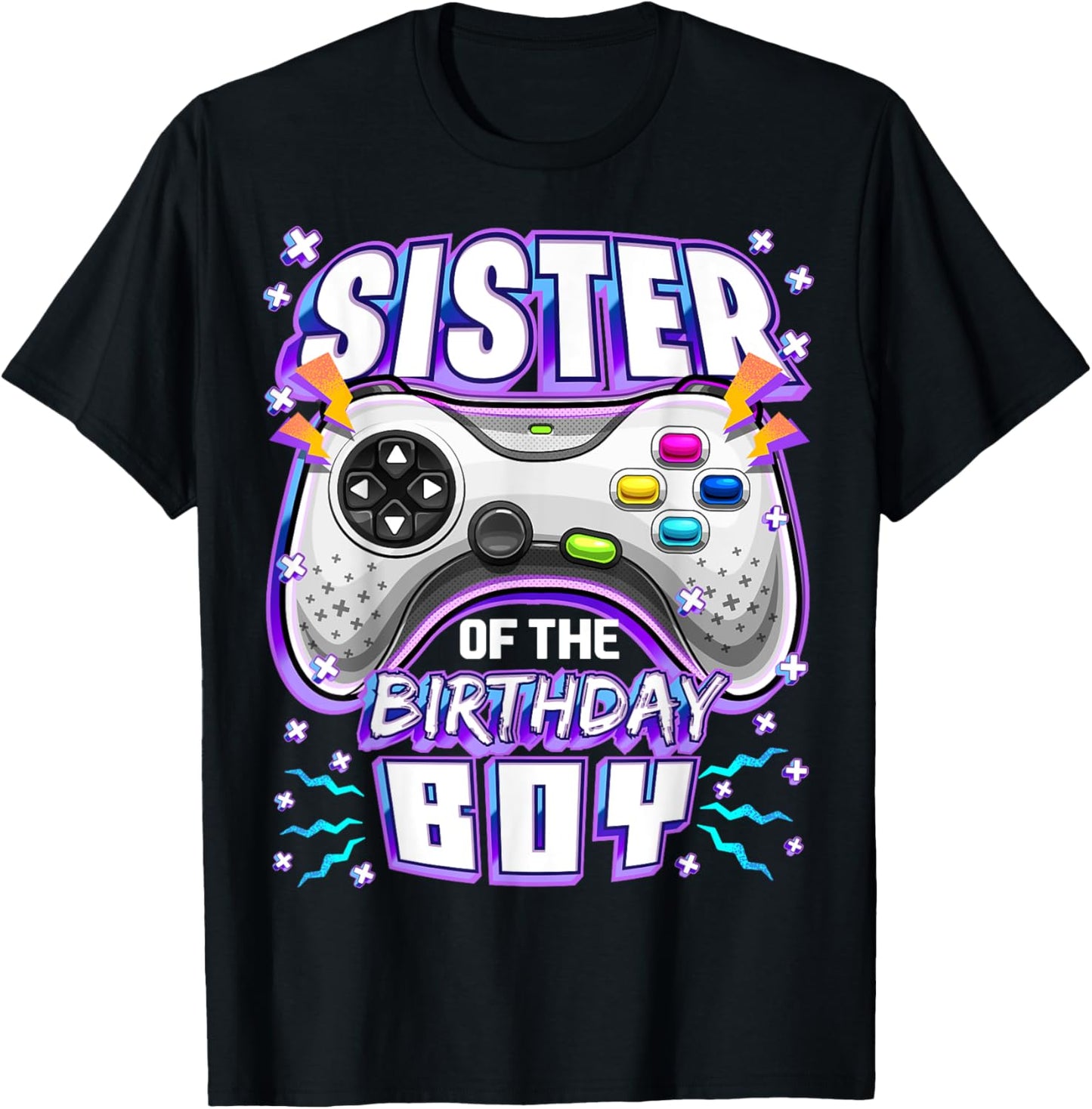 Sister of the Birthday Boy Matching Video Gamer Party T-Shirt - T-Shirt | Black