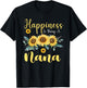 Happiness Is Being A Nana Sunflower Mother's Day Grandma T-Shirt - T-Shirt | Black