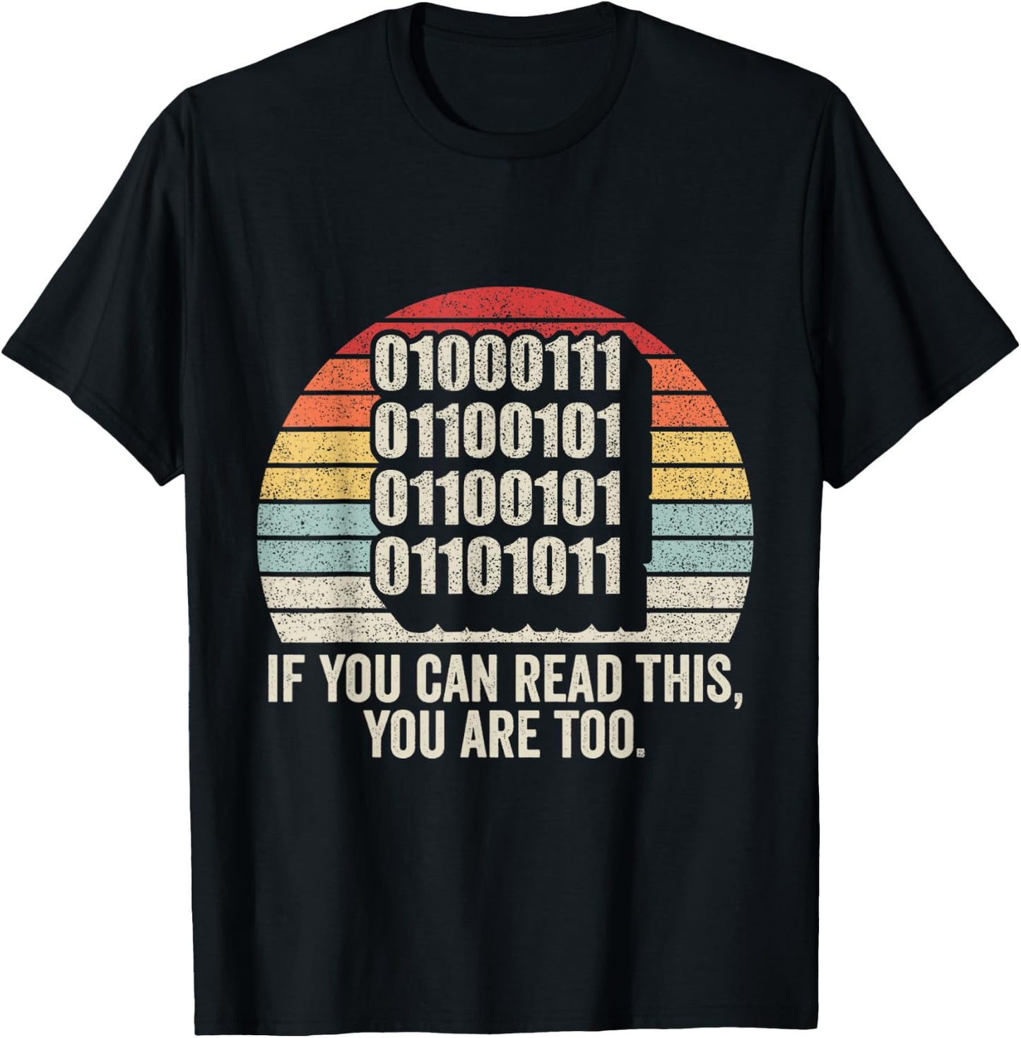 Retro Vintage Computer Binary Code Programmer Developer Geek T-Shirt - T-Shirt | Black