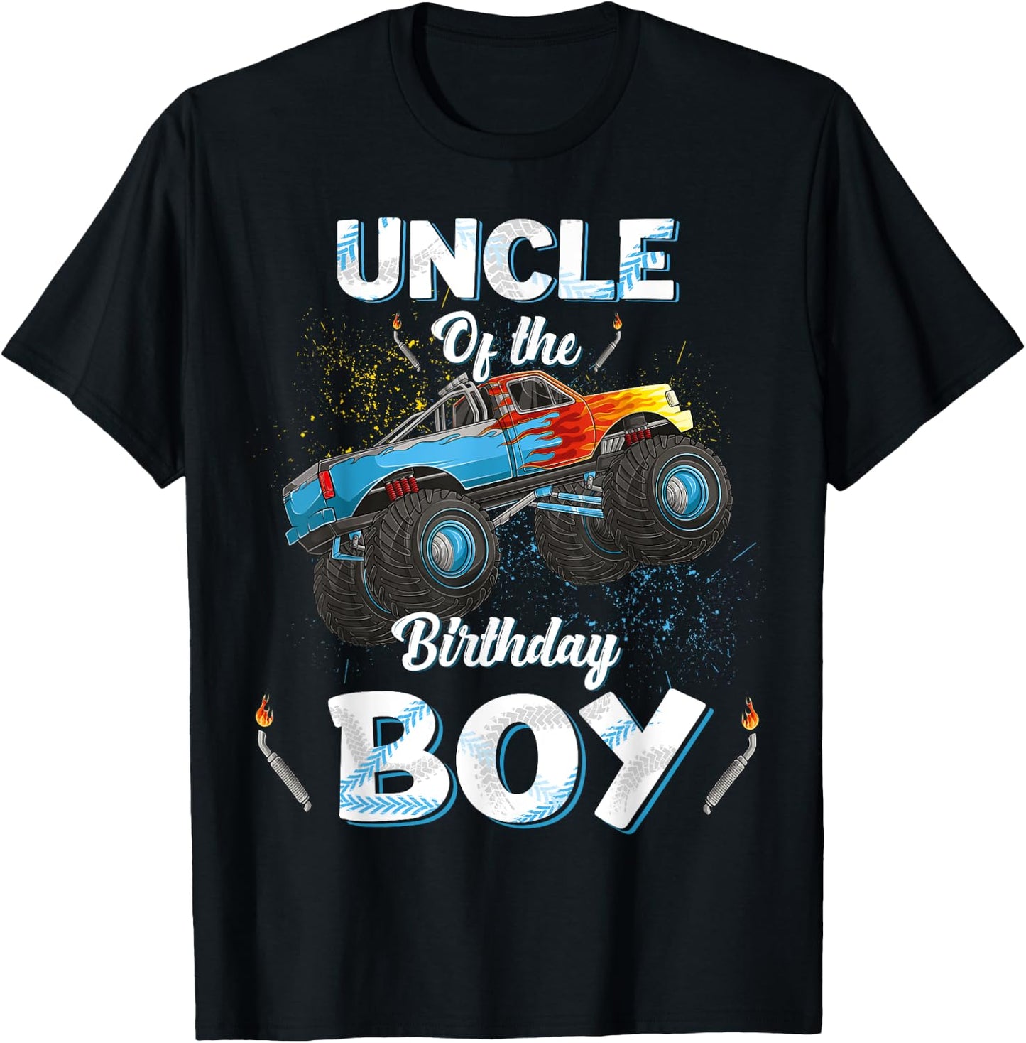 Uncle Of The Birthday Boy Monster Truck Bday Women Men Kids T-Shirt - T-Shirt | Black