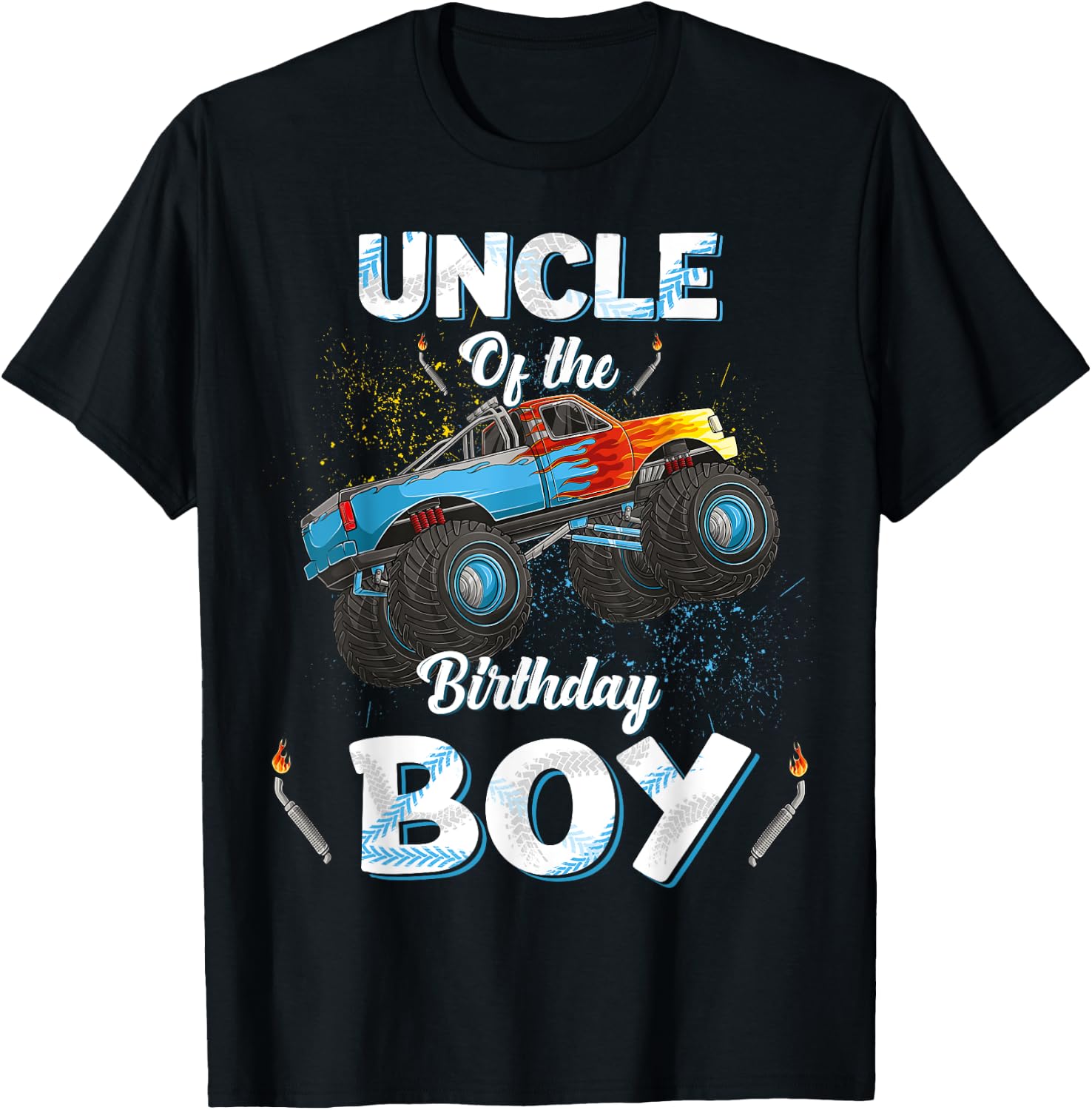 Uncle Of The Birthday Boy Monster Truck Bday Women Men Kids T-Shirt - T-Shirt | Black