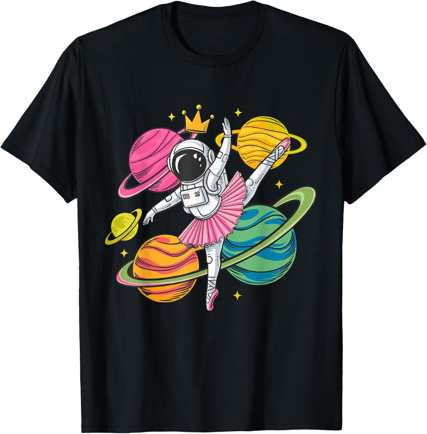 Ballerina Astronaut Space Dancing Dance Girl T-Shirt - T-Shirt | Black
