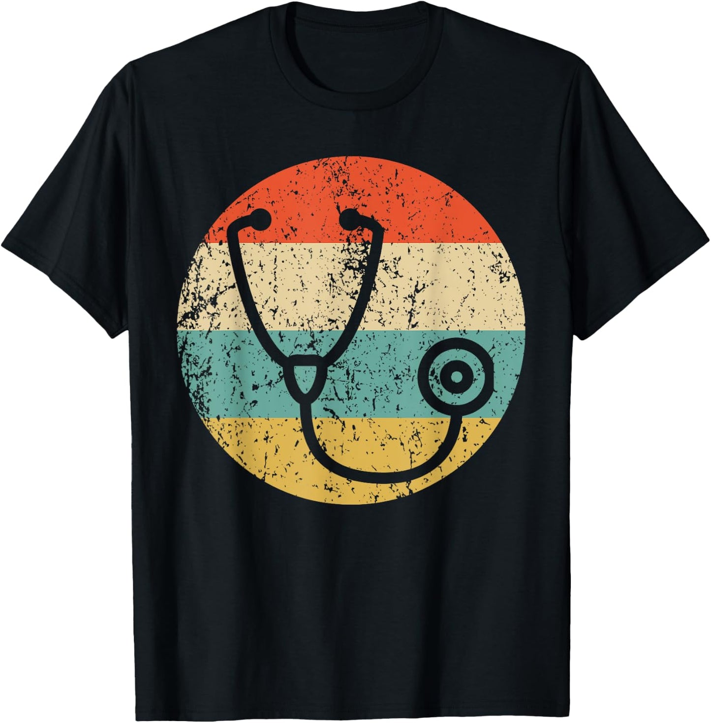 Doctor Nurse Vintage Retro Stethoscope T-Shirt - T-Shirt | Black