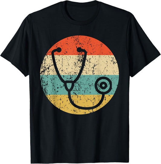 Doctor Nurse Vintage Retro Stethoscope T-Shirt - T-Shirt | Black