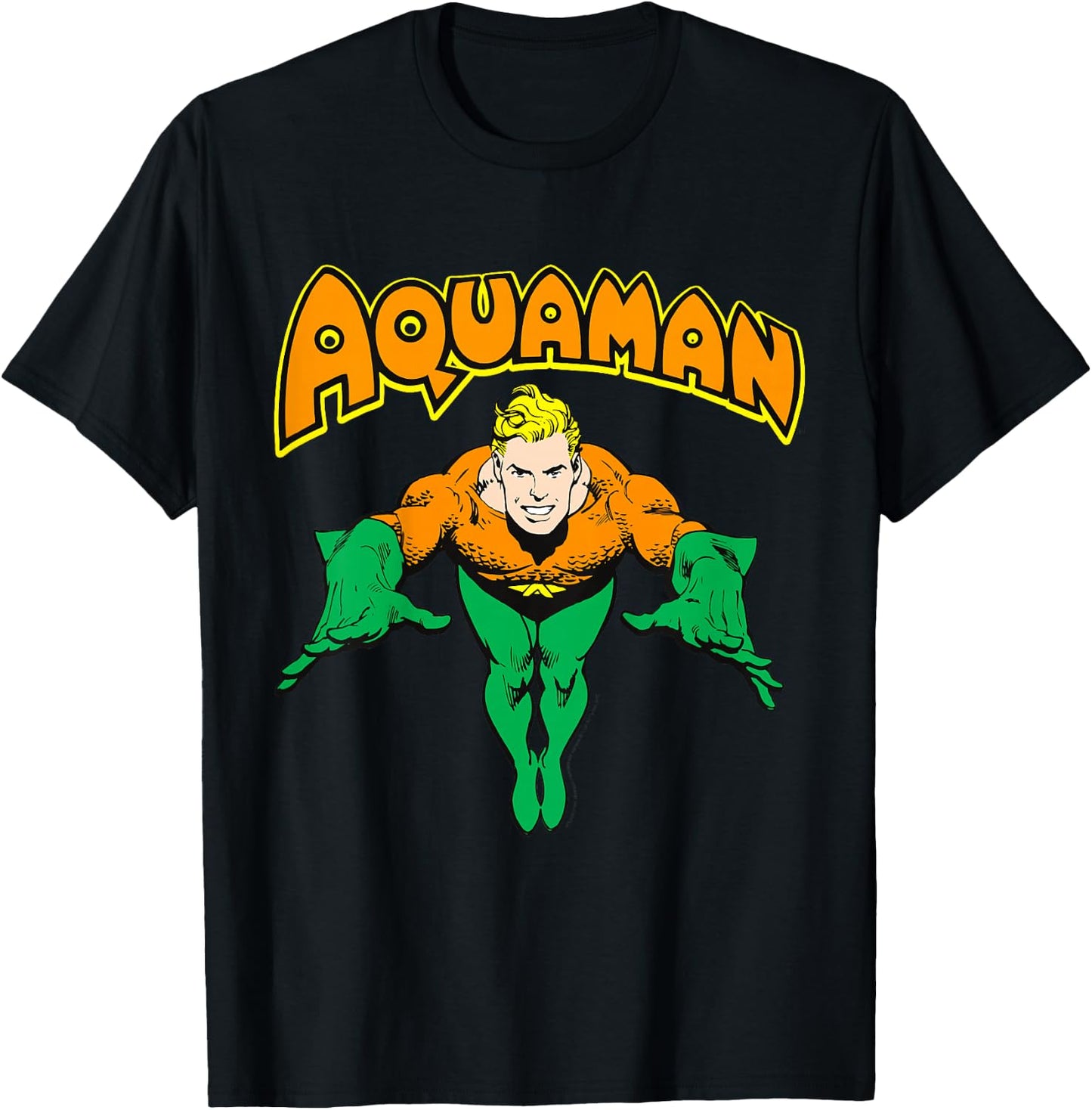 Kids DC Comics Aquaman Vintage Portrait Logo T-Shirt - T-Shirt | Black