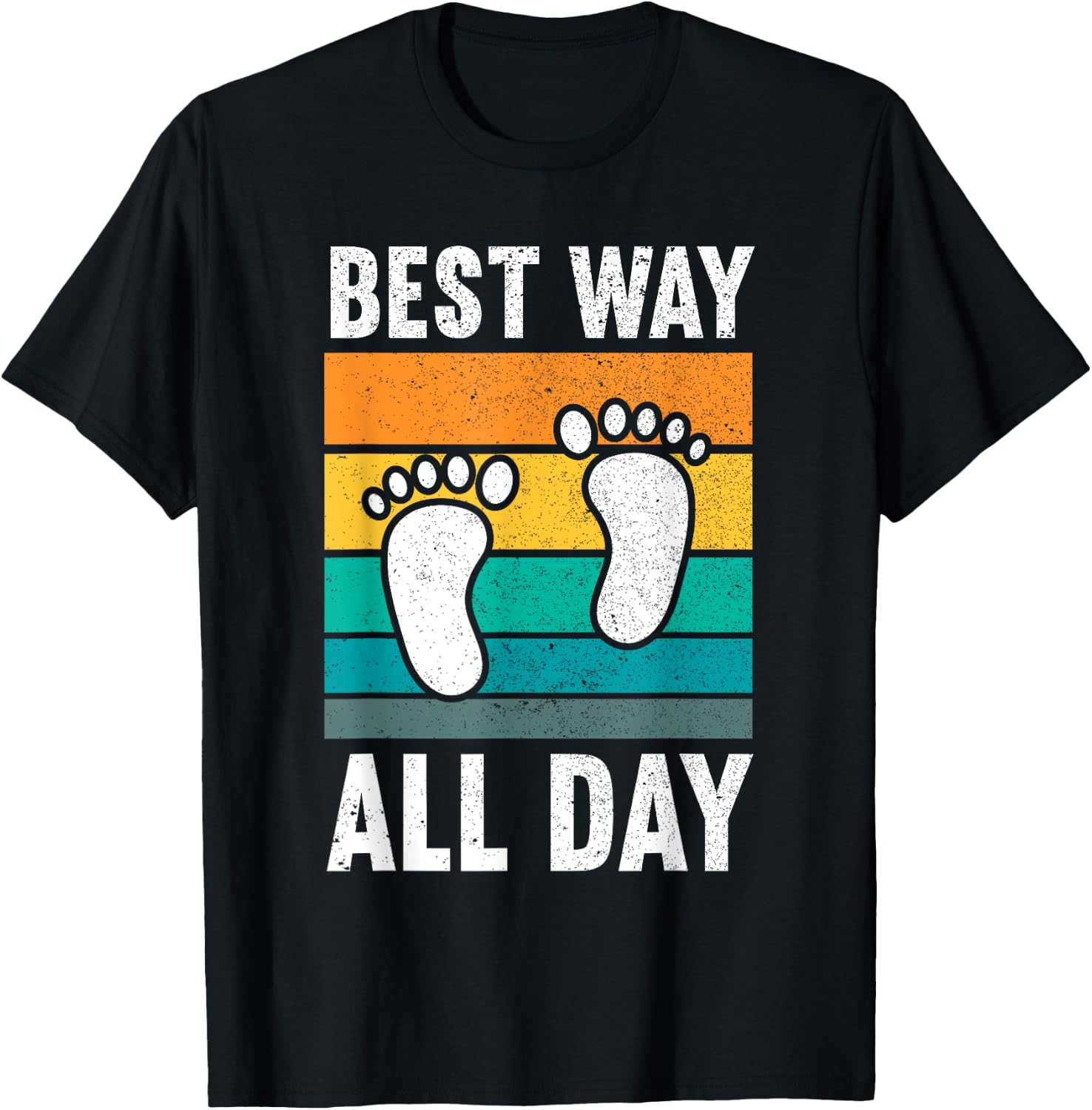 Best Way All Day | Nature Earthing Barefoot Funny Barefoot T-Shirt - T-Shirt | Black