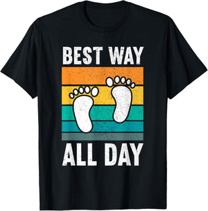 Best Way All Day | Nature Earthing Barefoot Funny Barefoot T-Shirt - T-Shirt | Black