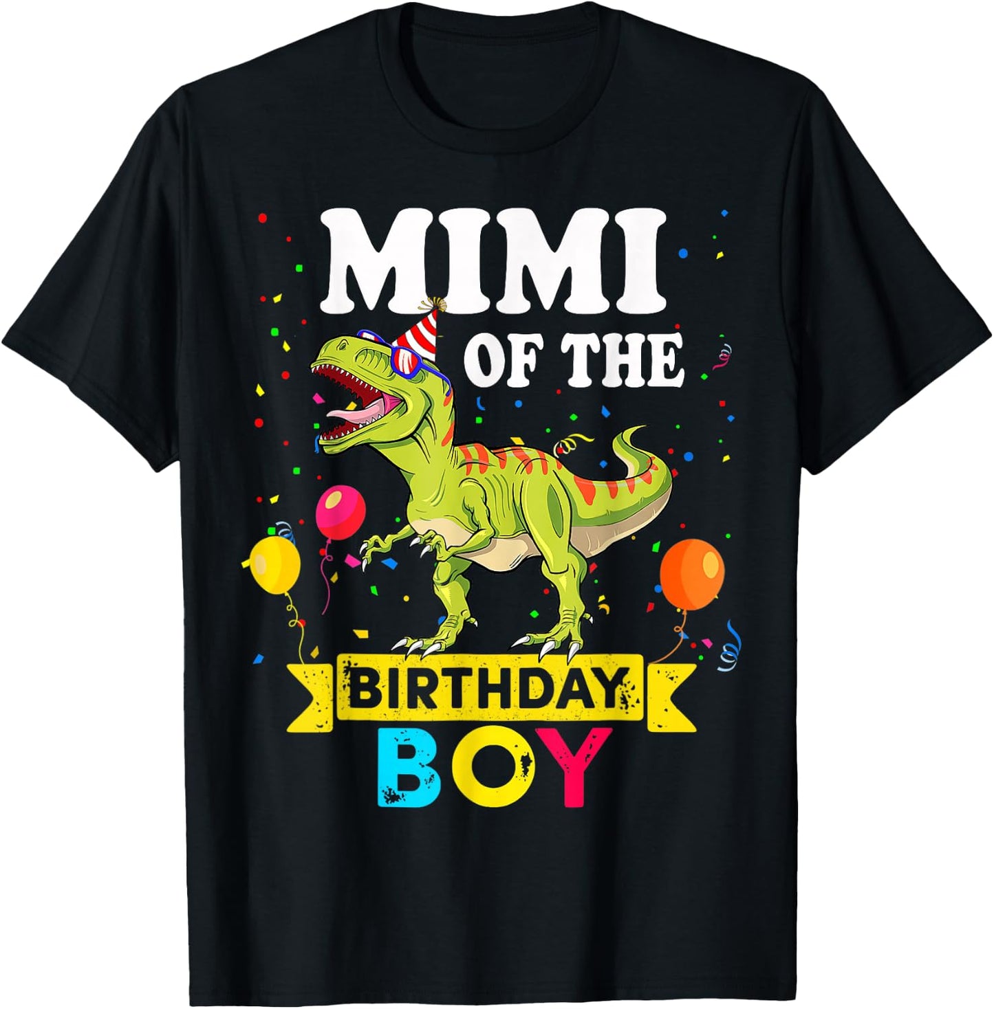 Mimi Of The Birthday Boy Dinosaur T-Rex Matching Family T-Shirt - T-Shirt | Black