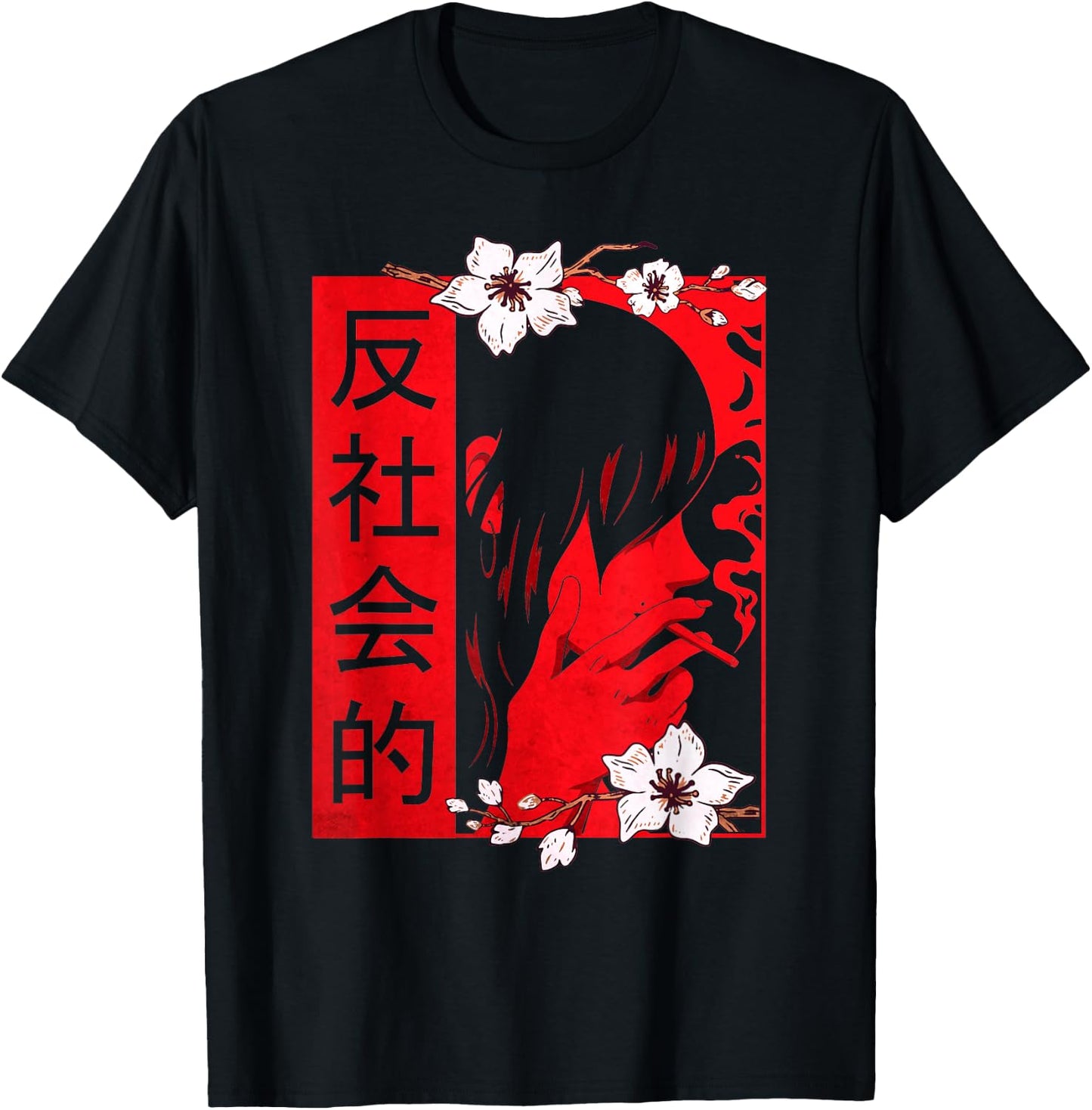 Soft Grunge Aesthetic Antisocial Sad Anime Girl Harajuku T-Shirt - T-Shirt | Black