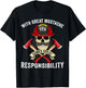 With Great Mustache Comes Great Responsibility Fireman Skull T-Shirt - T-Shirt | Black
