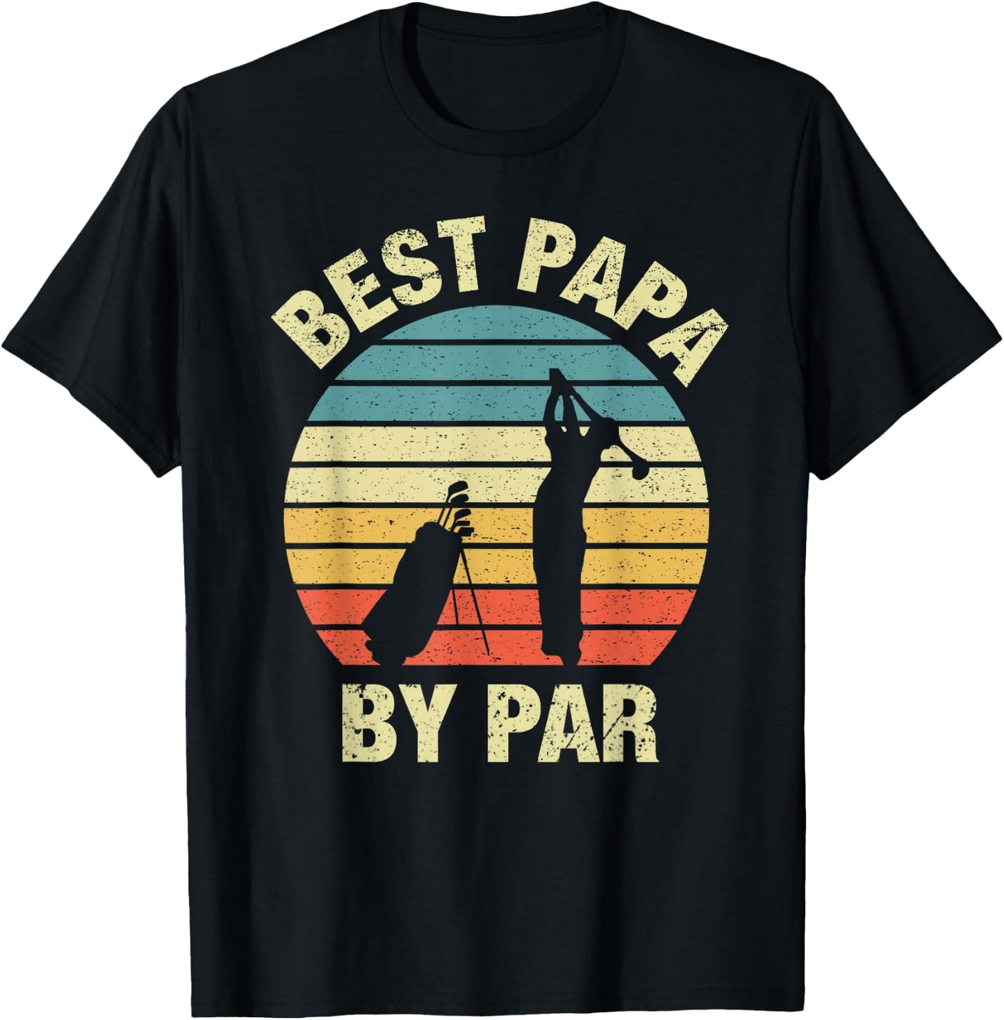 Vintage Best Papa By Par Father's Day Golfing T-Shirt - T-Shirt | Black