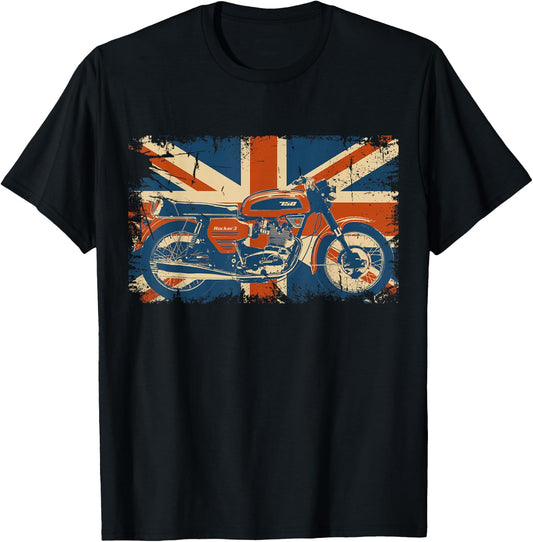 Vintage British Motorcycle 750 Triple Union Jack Flag Shirt T-Shirt - T-Shirt | Black